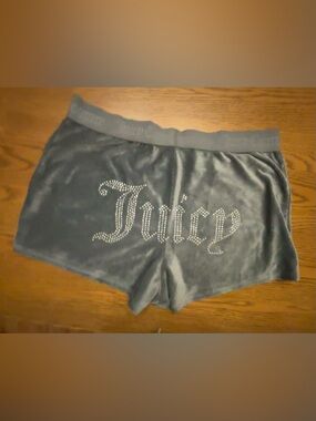 Juicy Couture Bedazzled Gray Velour Shorts